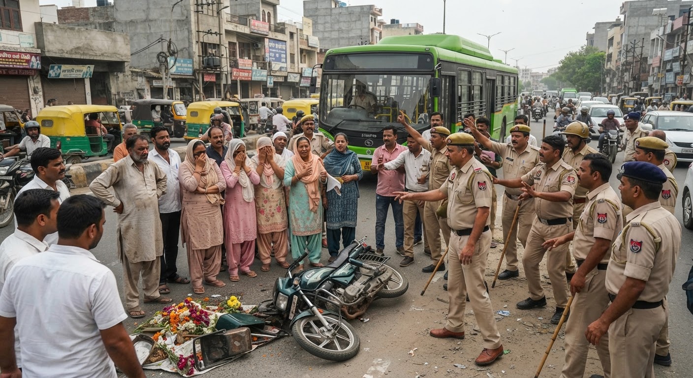 पंजाबी बाग में DTC बस हादसे ने ली जान, परिजनों का भारी हंगामा