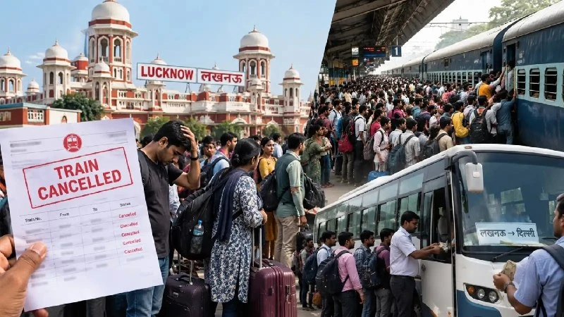 लखनऊ-दिल्ली रूट की ट्रेनें रद्द, 5 हजार से ज्यादा यात्री फंसे
