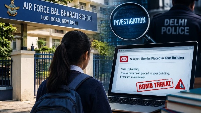 छुट्टी के लिए छात्रा ने एयरफोर्स बाल भारती स्कूल को भेजी बम की धमकी, पुलिस ने दबोचा