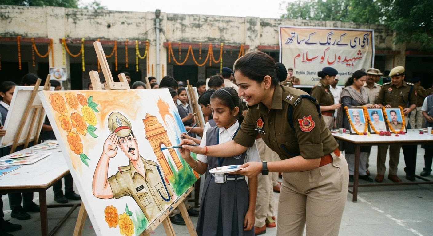 रोहिणी पुलिस की अनोखी पहल: 'खाकी के रंग के संग' कार्यक्रम में बच्चों ने शहीदों को दी श्रद्धांजलि