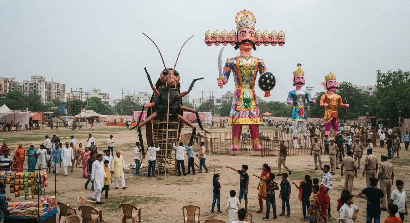 दिल्ली: रावण के साथ अब जलेगा 30 फीट का कॉकरोच, पीतमपुरा रामलीला कमेटी की अनोखी पहल