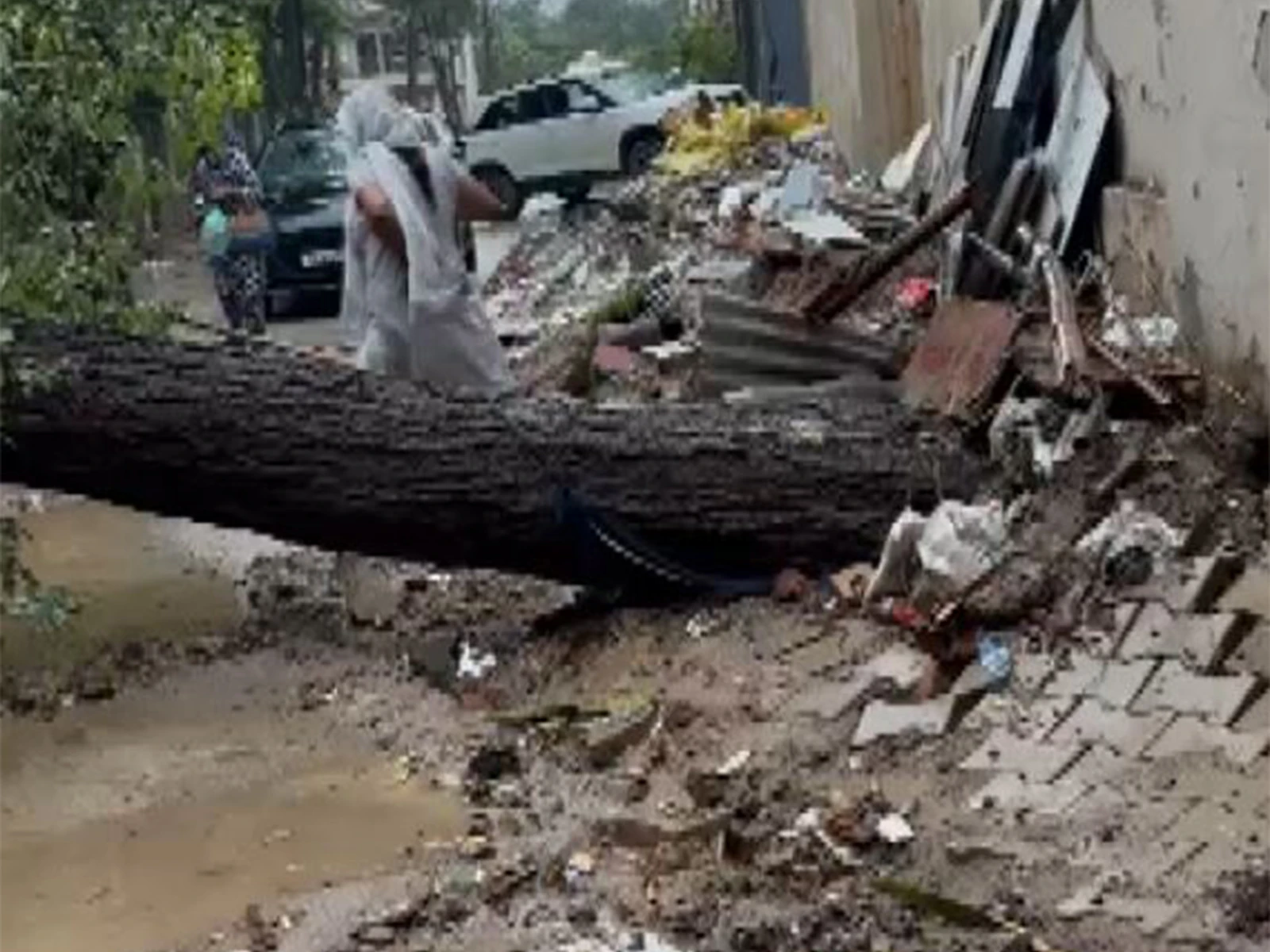 गुरुग्राम के सेक्टर 46 में भारी बारिश का कहर, पेड़ गिरने से तीन बिजली पोल टूटे, घंटों गुल रही बिजली