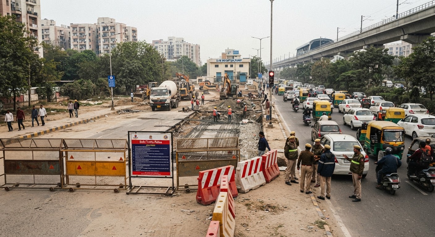 द्वारका सेक्टर-20 में सड़क निर्माण के कारण 15 दिन बंद रहेगा रास्ता, ट्रैफिक पुलिस ने जारी किया अलर्ट