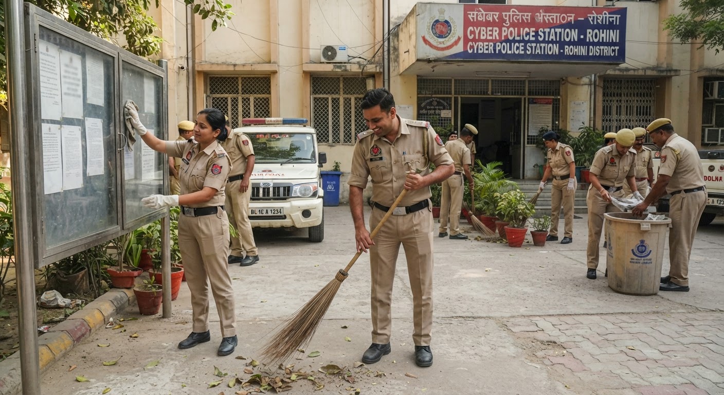 रोहिणी साइबर पुलिस स्टेशन में दिल्ली पुलिस ने चलाया विशेष सफाई अभियान
