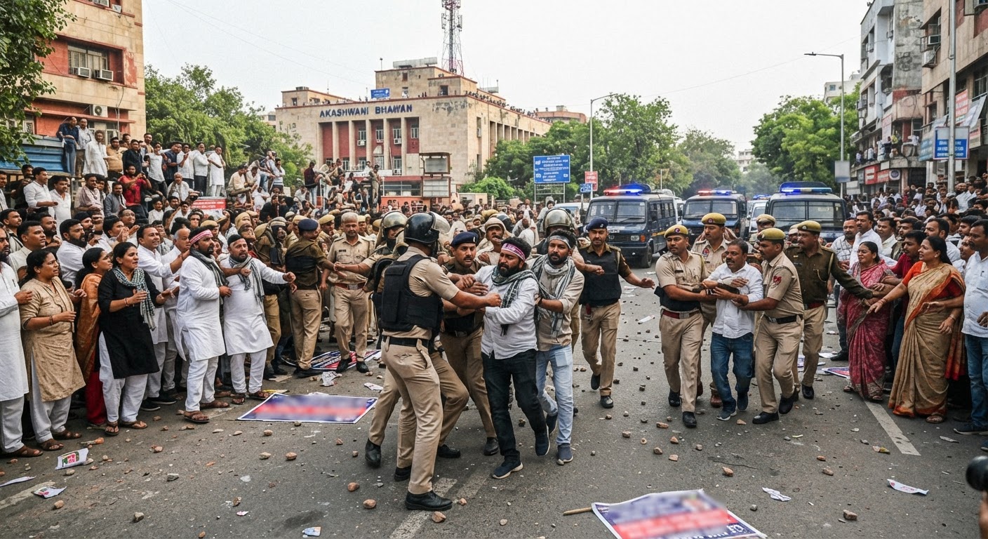 आकाशवाणी भवन के पास पथराव, दिल्ली पुलिस ने 500 से ज्यादा CJP प्रदर्शनकारियों को लिया हिरासत में