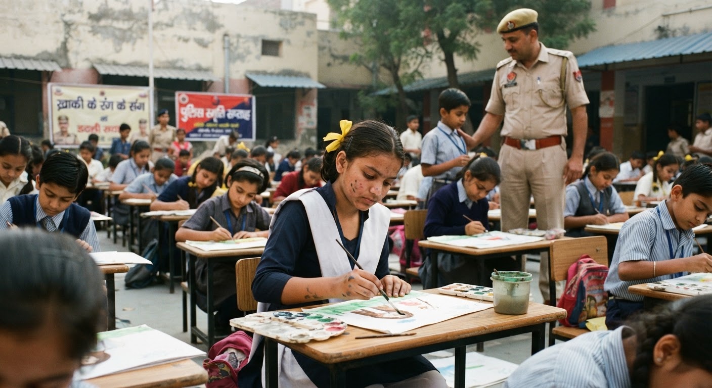 रोहिणी पुलिस ने आयोजित की पेंटिंग प्रतियोगिता, छात्रों ने रंगों से शहीदों को किया नमन