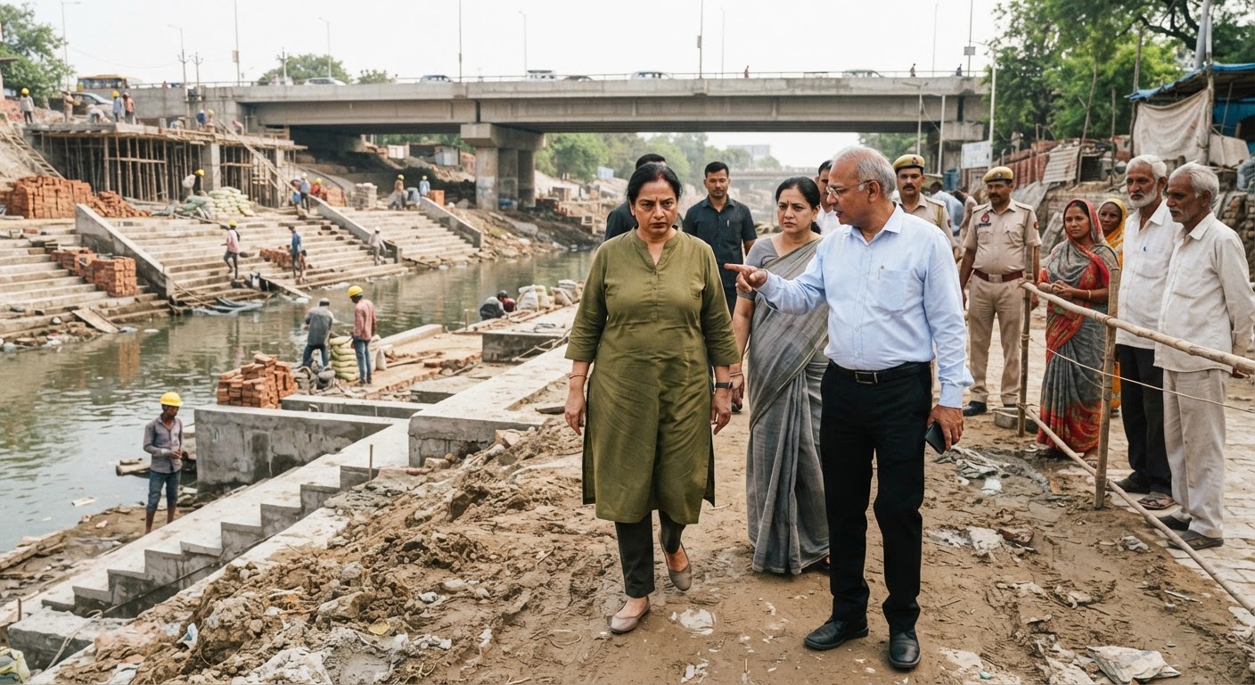 मुनक नहर छठ घाटों का सीएम रेखा गुप्ता ने किया निरीक्षण, नवंबर तक काम पूरा करने के आदेश