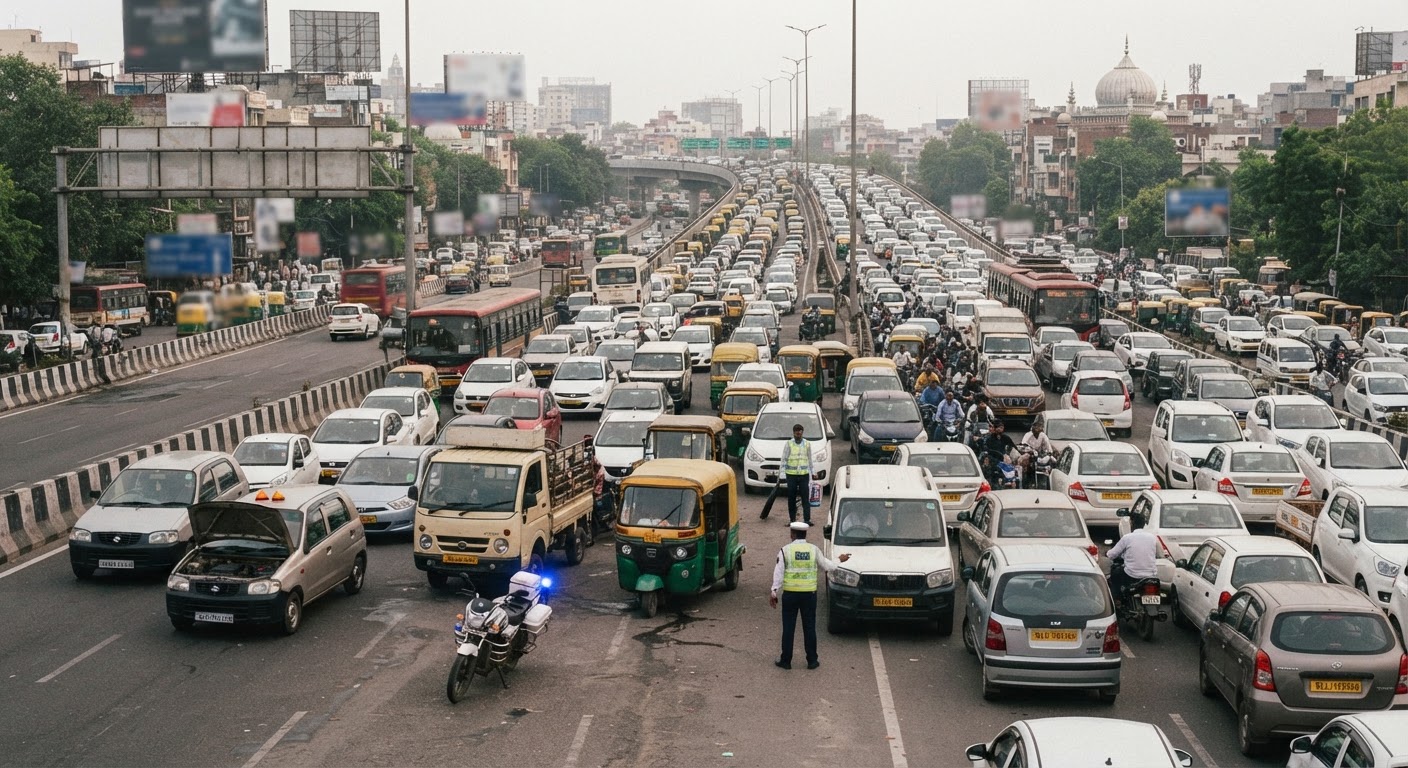 दिल्ली रिंग रोड पर 4 गाड़ियां खराब होने से लगा भारी जाम, आश्रम की तरफ जाने वाले रहें सावधान