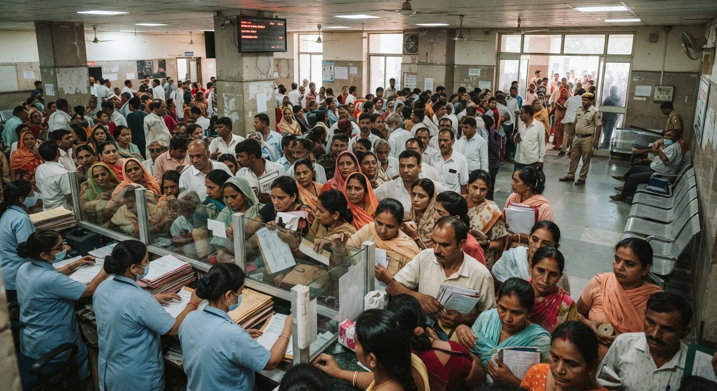 गुरुग्राम सिविल अस्पताल में उमड़ी मरीजों की भीड़, रजिस्ट्रेशन काउंटरों पर लगी लंबी कतारें
