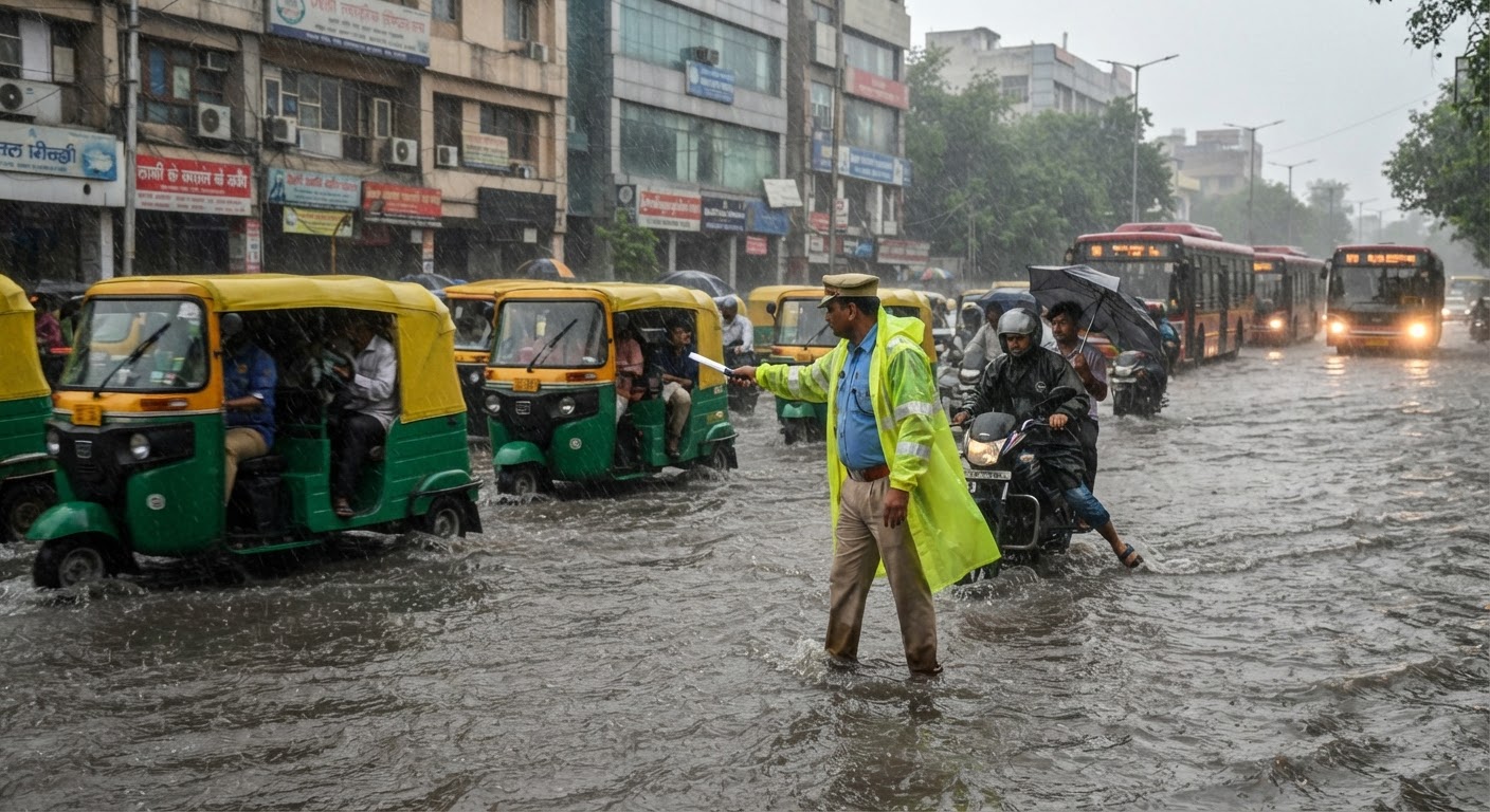 दिल्ली-NCR में भारी बारिश से हाहाकार, सड़कों पर भरा पानी और ट्रैफिक जाम