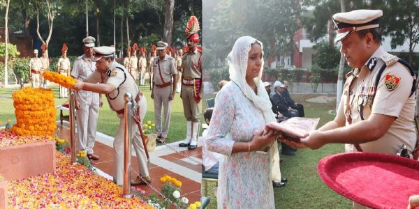 गुरुग्राम: पुलिस शहीदी दिवस पर वीर जवानों को दी गई श्रद्धांजलि, परिजनों का हुआ सम्मान