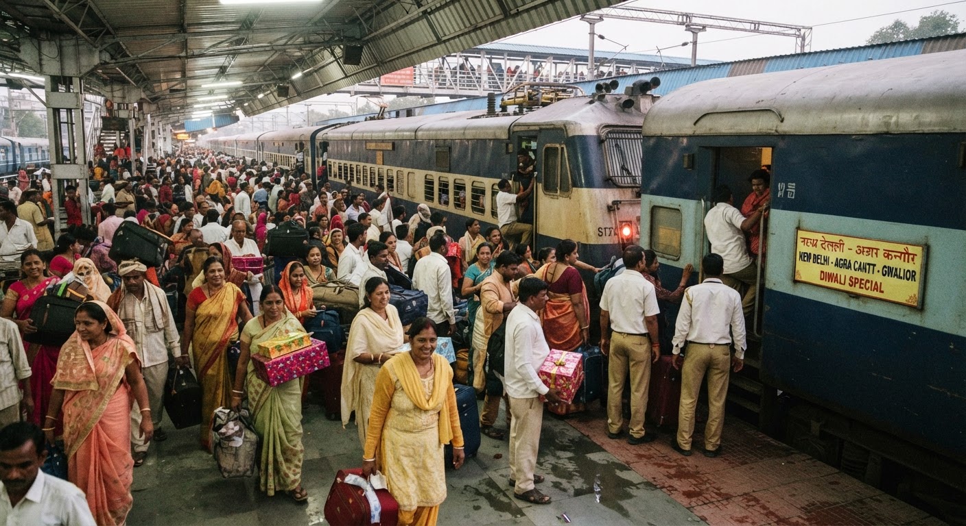 दिवाली की भीड़ को देखते हुए नई दिल्ली-आगरा इंटरसिटी ट्रेन अब ग्वालियर तक जाएगी