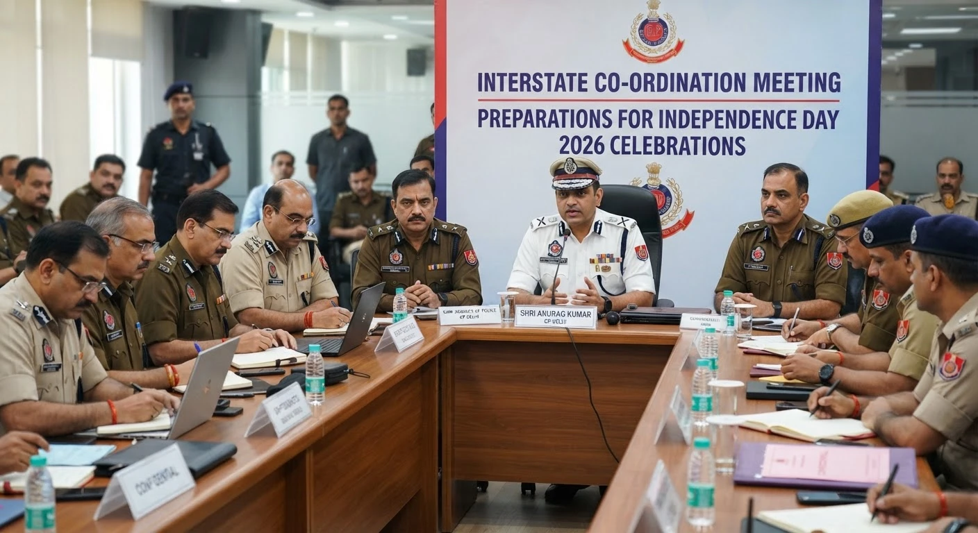 दिल्ली पुलिस कमिश्नर ने सुरक्षित Independence Day 2026 के लिए की अंतर-राज्यीय बैठक की अध्यक्षता