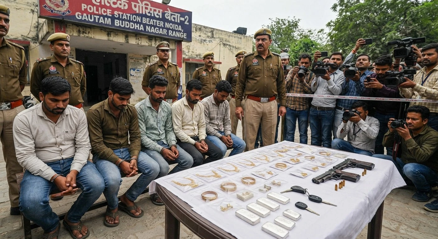नोएडा में डेढ़ करोड़ के जेवरात लूटने वाले 5 बदमाश गिरफ्तार, हथियार के बल पर की थी वारदात