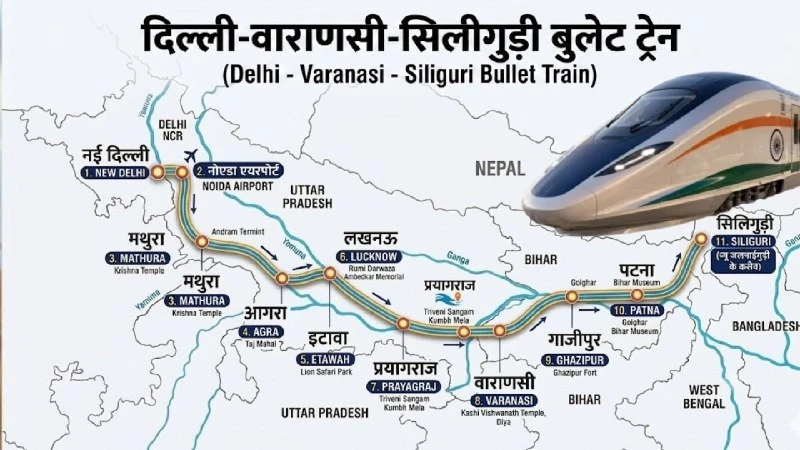 Delhi-Varanasi Bullet Train Project: यूपी के 11 शहरों को मिलेगी हाई-स्पीड कनेक्टिविटी, जानिए रूट और ट्रैवल टाइम