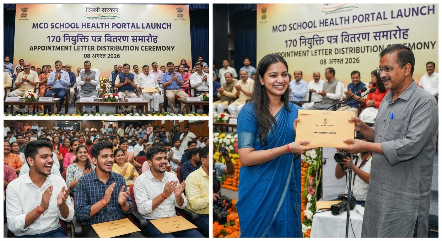 दिल्ली में 170 युवाओं को मिले नियुक्ति पत्र, MCD स्कूल हेल्थ पोर्टल लॉन्च