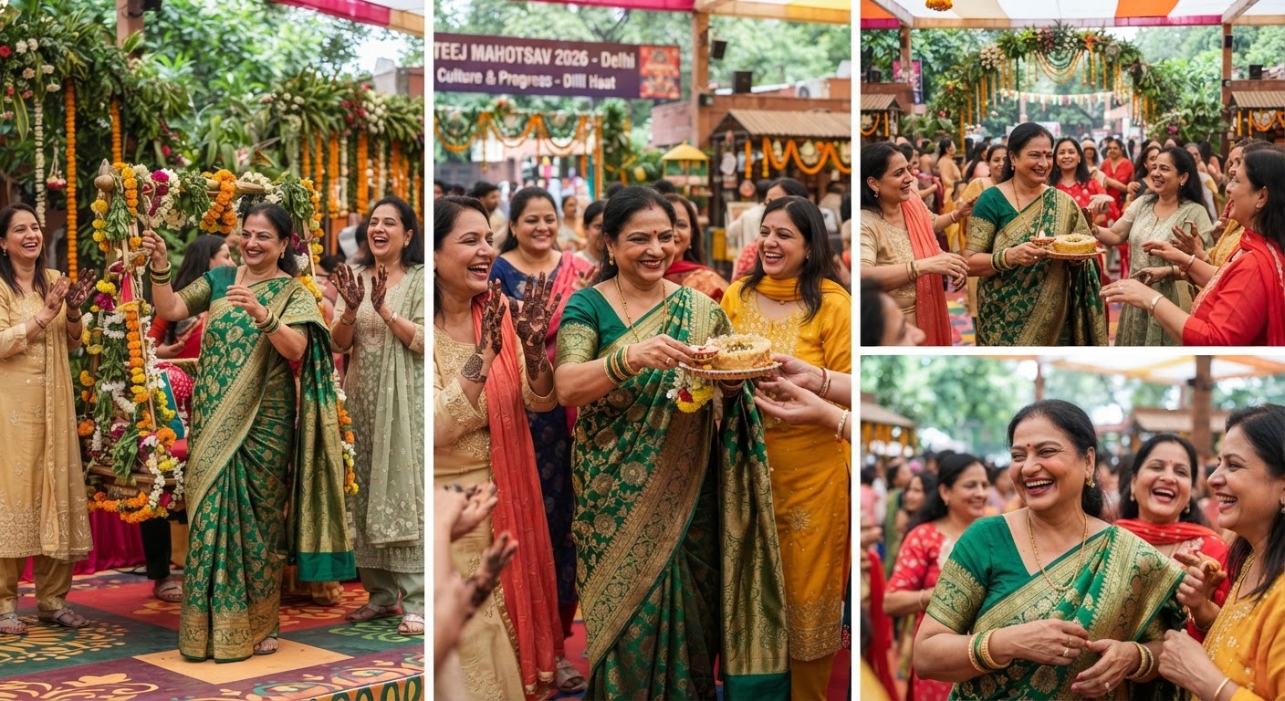 दिल्ली हाट में रेखा गुप्ता ने मनाया Teej Mahotsav 2026, संस्कृति और विकास पर दिया जोर