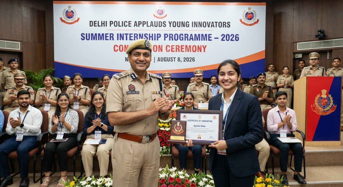 दिल्ली पुलिस समर इंटर्नशिप प्रोग्राम 2026 संपन्न, युवा इनोवेटर्स हुए सम्मानित