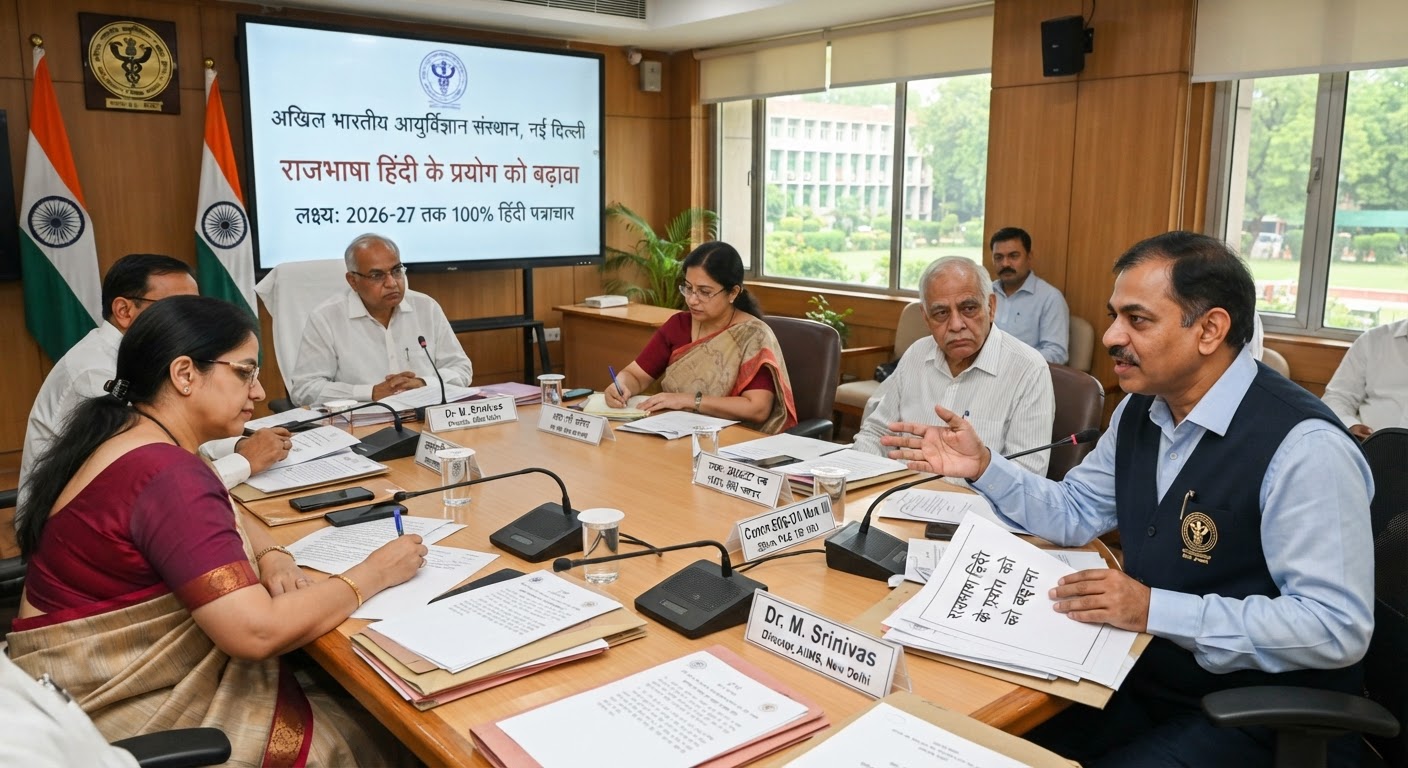 AIIMS Delhi का बड़ा फैसला: वित्त वर्ष 2026-27 तक 100% हिंदी में होगा कामकाज