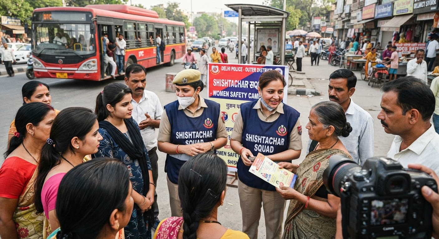 दिल्ली के Outer District में Shishtachar Squad ने महिलाओं की सुरक्षा के लिए चलाया जागरूकता अभियान