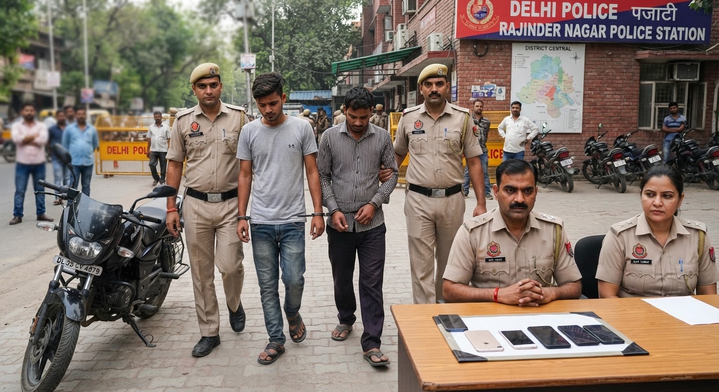 दिल्ली पुलिस ने दो मोबाइल स्नैचर्स को किया गिरफ्तार, चार फोन और गाड़ियां बरामद