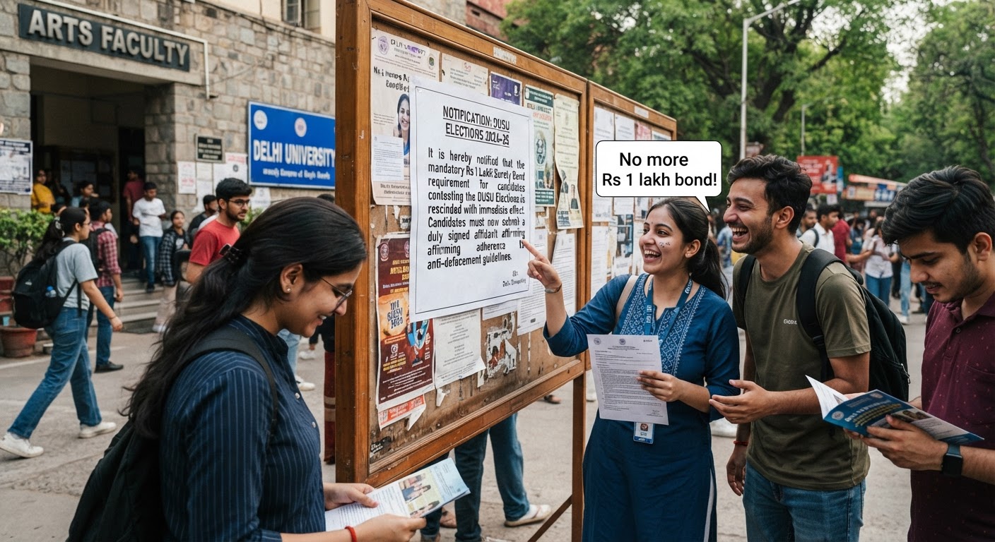दिल्ली यूनिवर्सिटी का बड़ा फैसला, DUSU चुनावों से 1 लाख रुपये का Surety Bond नियम खत्म