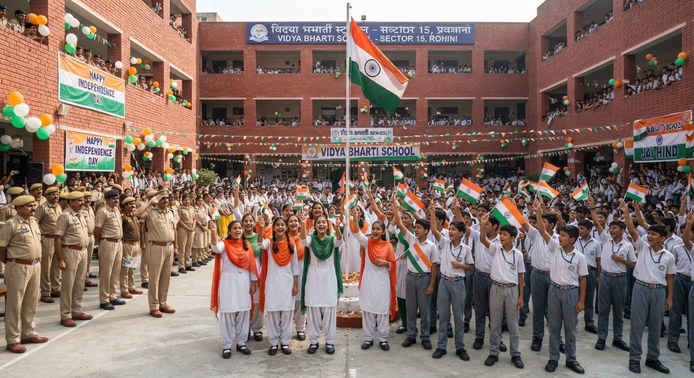 रोहिणी के विद्या भारती स्कूल में देशभक्ति कार्यक्रम आयोजित, दिल्ली पुलिस की सुरक्षा कड़ी