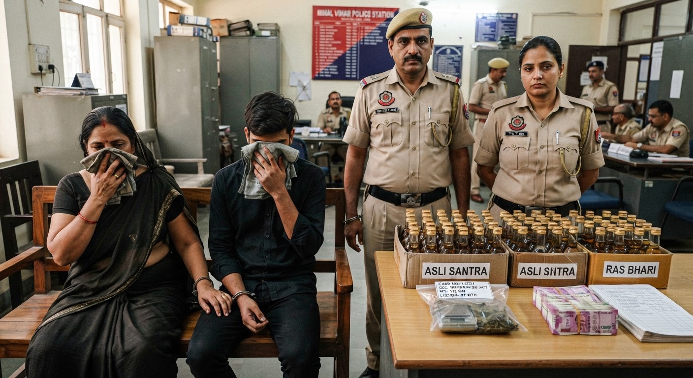 निहाल विहार पुलिस ने ड्रग्स और अवैध शराब के साथ मां-बेटे को किया गिरफ्तार