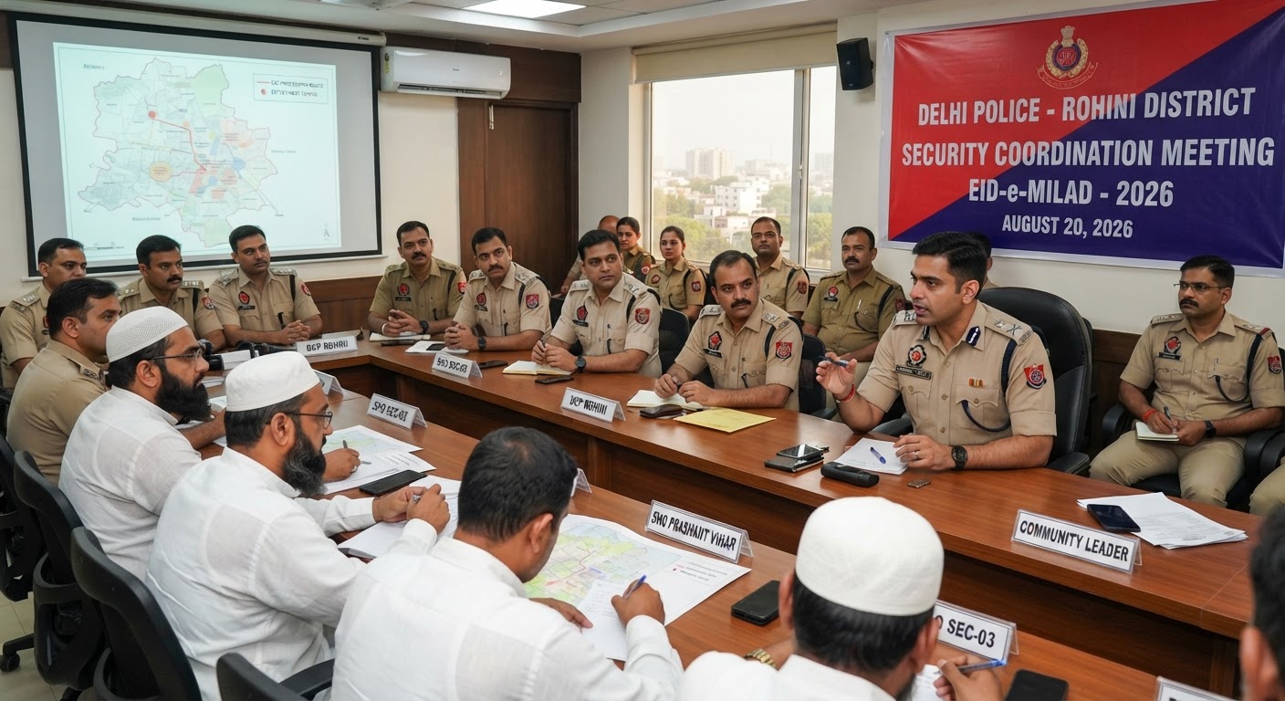 रोहिणी DCP ने ईद-ए-मिलाद 2026 की तैयारियों और सुरक्षा को लेकर बुलाई अहम मीटिंग