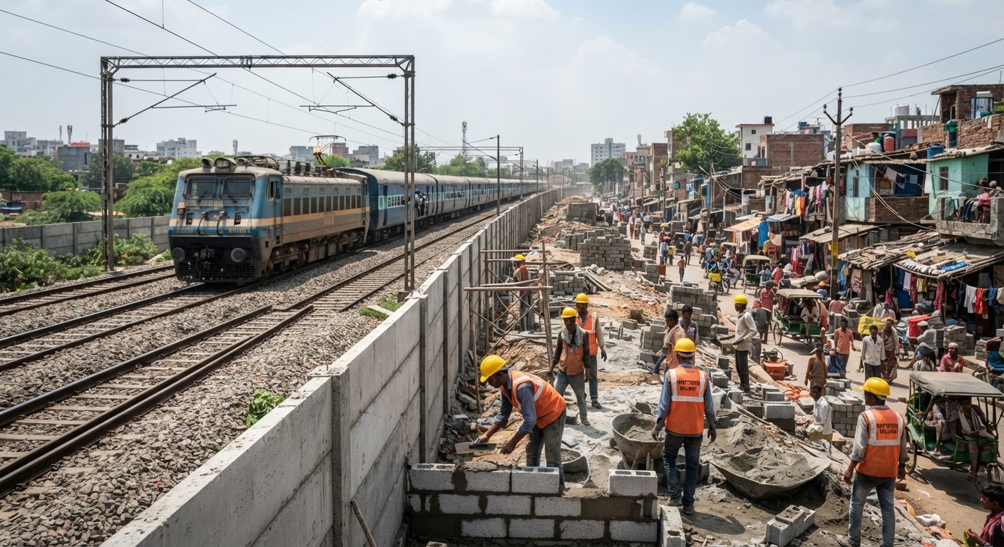 Northern Railway ने दिल्ली एनसीआर में अतिक्रमण रोकने के लिए शुरू किया Boundary Wall का निर्माण