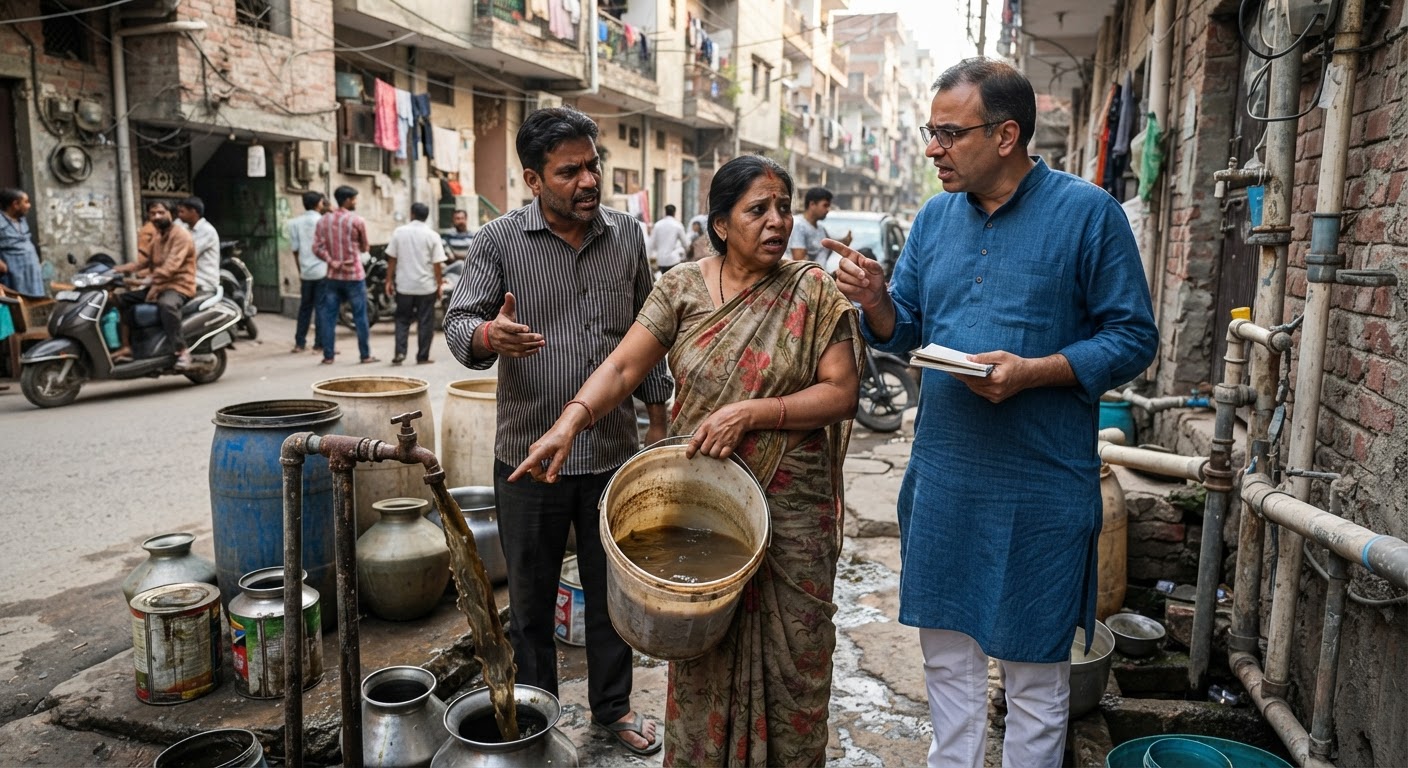 जनकपुरी में गंदे पानी की सप्लाई से लोग परेशान, दिल्ली सरकार कर रही है समर एक्शन प्लान की समीक्षा