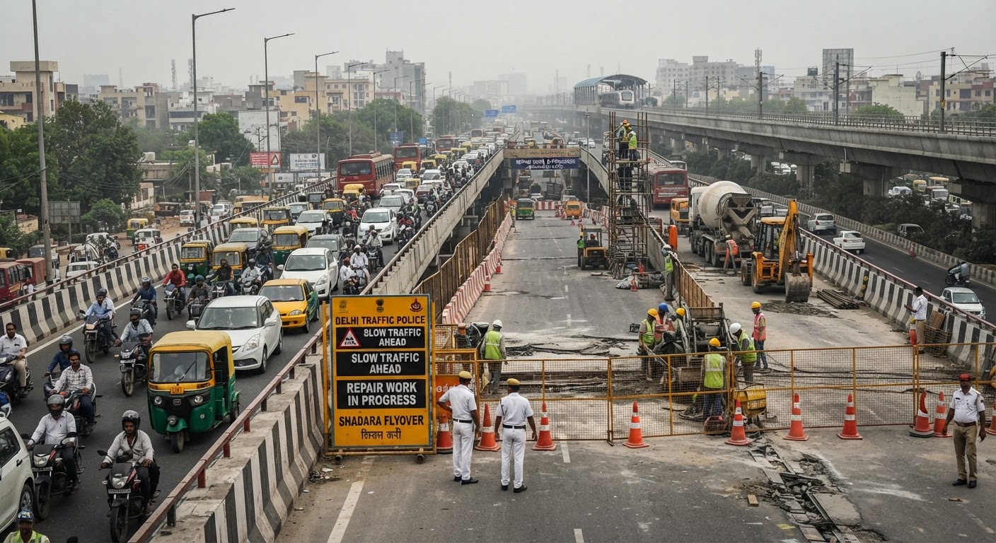 Delhi Traffic Police का बड़ा अलर्ट: Shahdara Flyover पर August 2026 तक रहेगा भारी ट्रैफिक जाम
