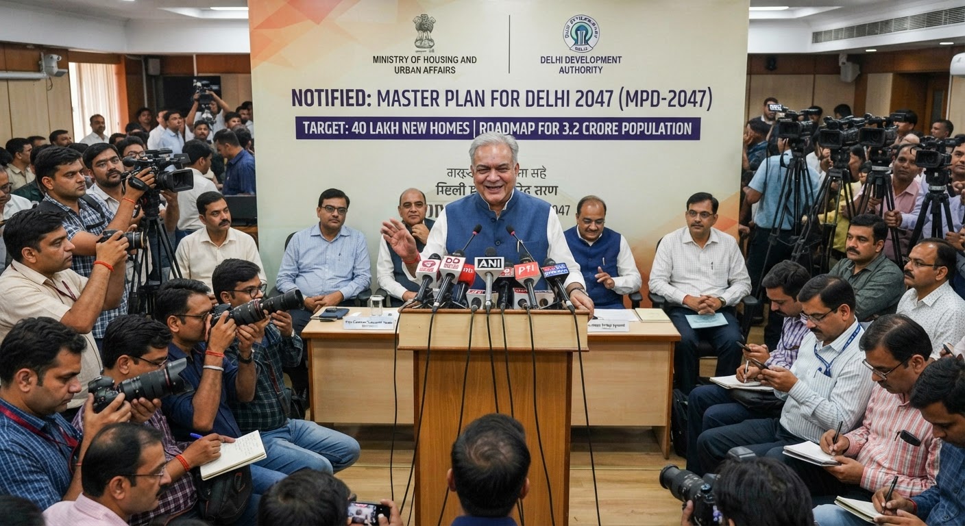 Union Ministry ने Delhi Master Plan 2047 किया Notify, 40 Lakh New Homes बनाने का Target