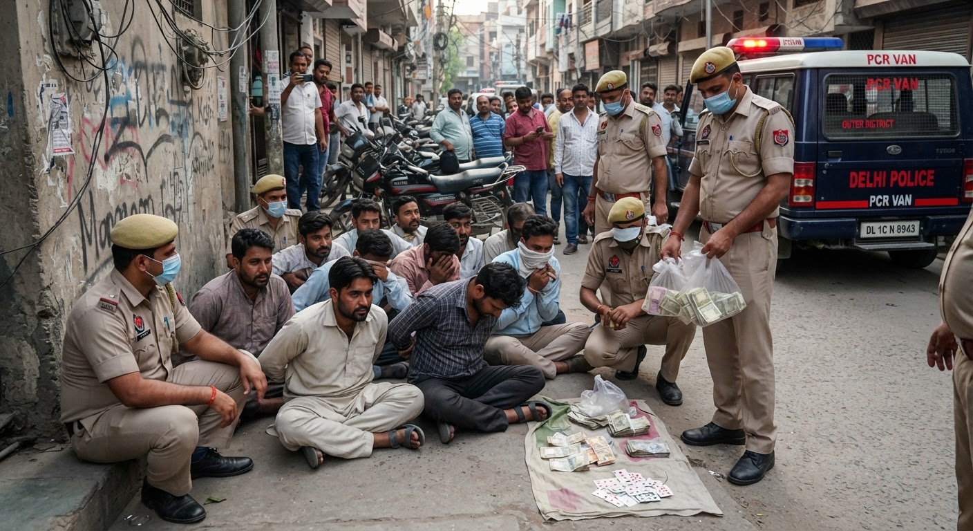 Mangolpuri Gambling Raid: Outer District Police ने जुआ खेलते 8 लोगों को किया गिरफ्तार, कैश बरामद