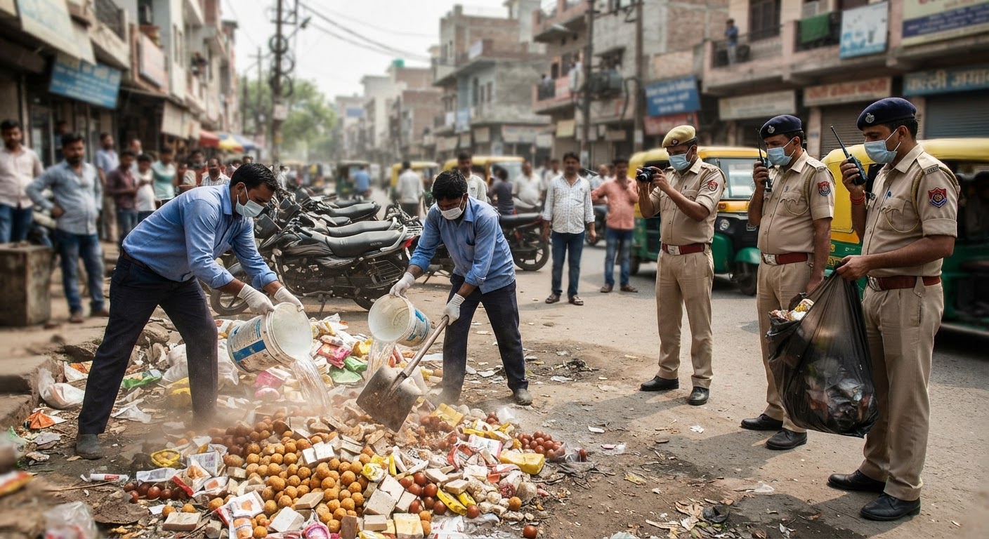रक्षाबंधन से पहले दिल्ली खाद्य सुरक्षा विभाग की बड़ी कार्रवाई, 131 किलो खराब खाद्य सामग्री नष्ट