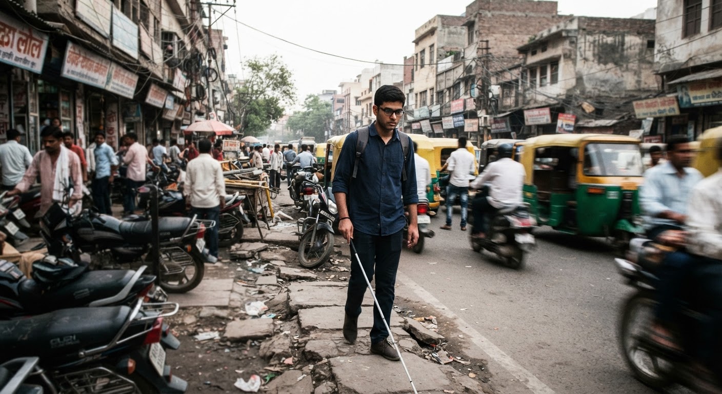दिल्ली यूनिवर्सिटी के दृष्टिबाधित छात्र रोज़ाना झेल रहे हैं सड़कों की भारी परेशानियां