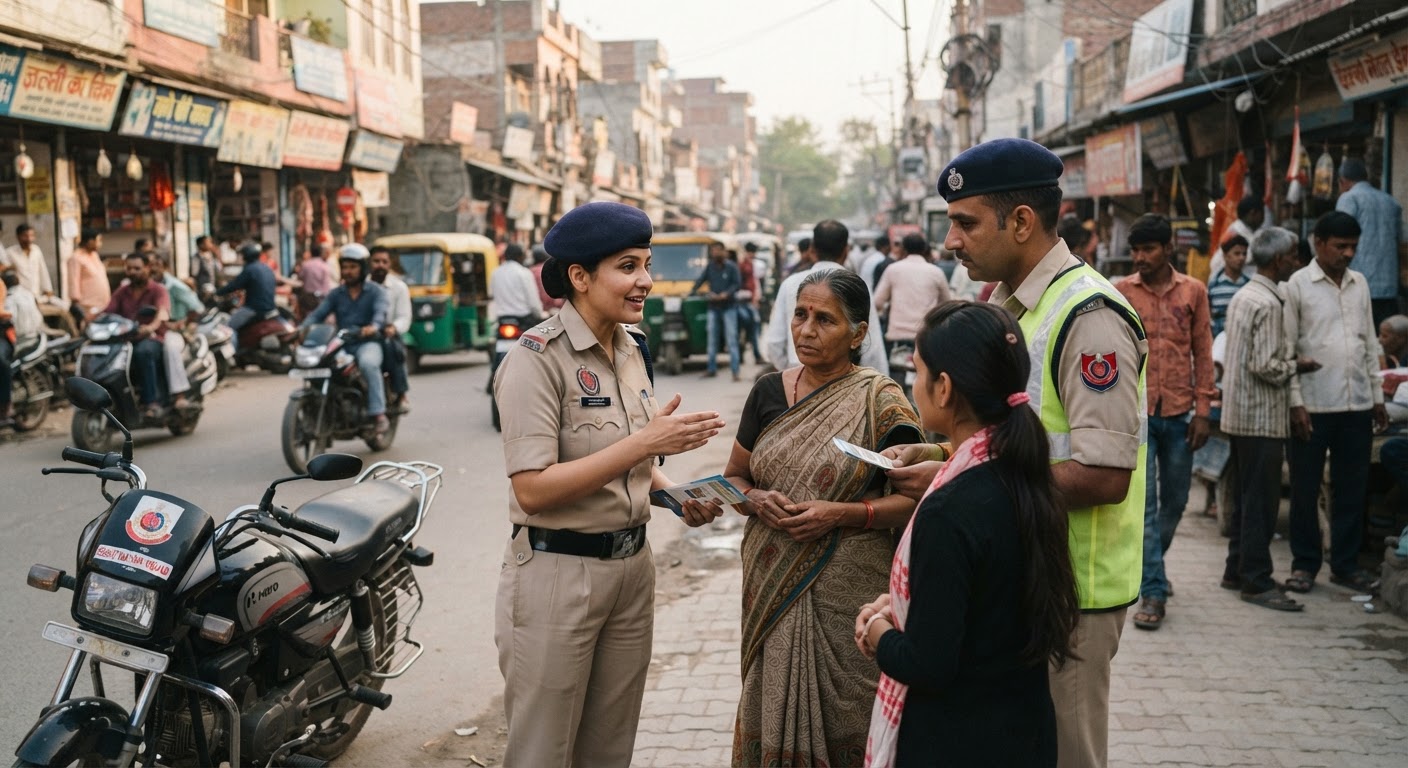 दिल्ली पुलिस के शिष्टाचार दस्ते ने बढ़ाई सुरक्षा और जागरूकता, महिलाओं को दी हेल्पलाइन की जानकारी