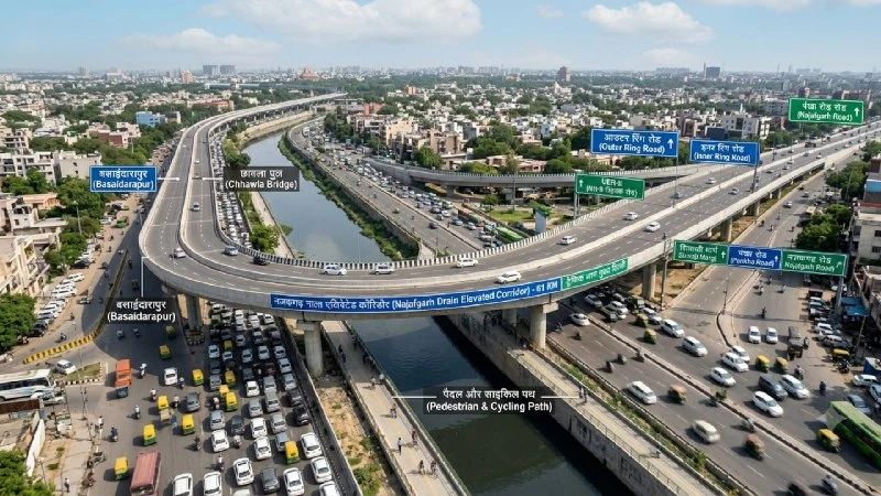 दिल्ली सरकार नजफगढ़ नाले पर बनाएगी 61 किलोमीटर लंबा एलिवेटेड कॉरिडोर, ट्रैफिक जाम से मिलेगी राहत