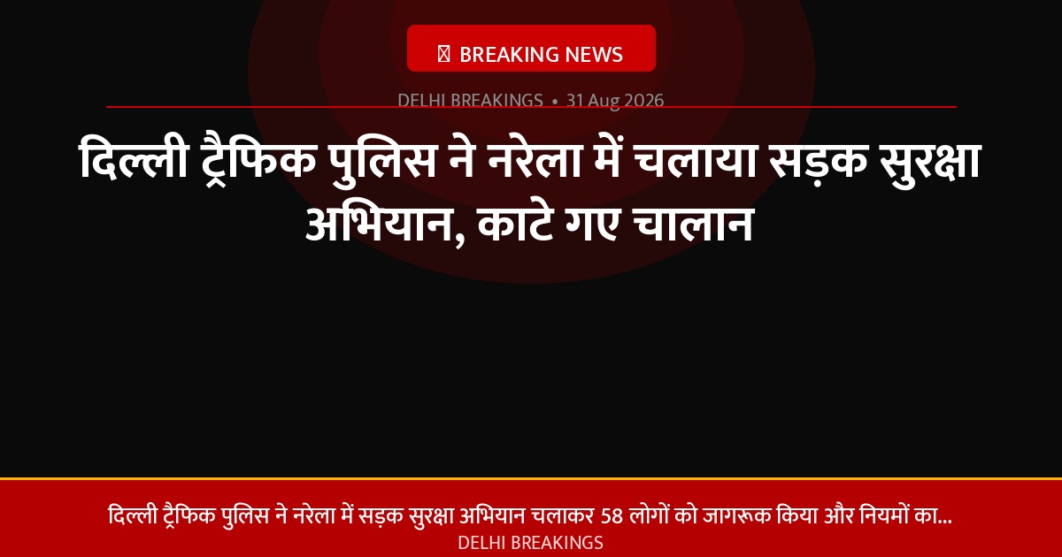 दिल्ली ट्रैफिक पुलिस ने नरेला में चलाया सड़क सुरक्षा अभियान, काटे गए चालान