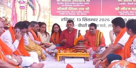 दिल्ली के मालवीय नगर में भूमि पूजन के साथ रामलीला की तैयारियों की हुई शुरुआत