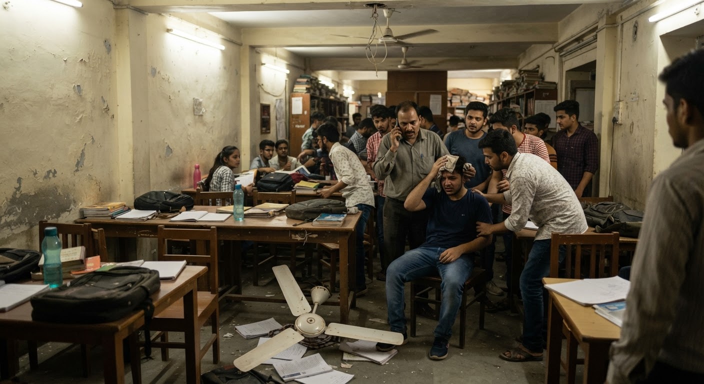 दिल्ली के उत्तम नगर में लाइब्रेरी में गिरा पंखा, प्रतियोगी परीक्षा की तैयारी कर रहा छात्र गंभीर रूप से घायल