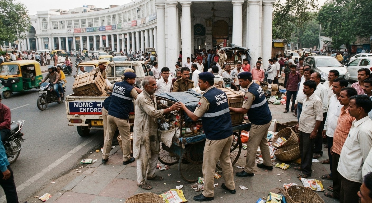 NDMC का कड़ा एक्शन: कनॉट प्लेस और जनपथ में अवैध वेंडिंग और अतिक्रमण पर रोक, शाम 6:30 बजे के बाद वेंडिंग बैन