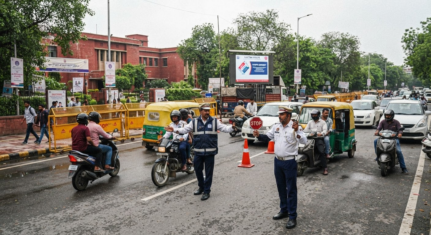 डीयू छात्रसंघ चुनाव 2026 मतगणना के लिए दिल्ली ट्रैफिक पुलिस ने जारी की एडवायजरी