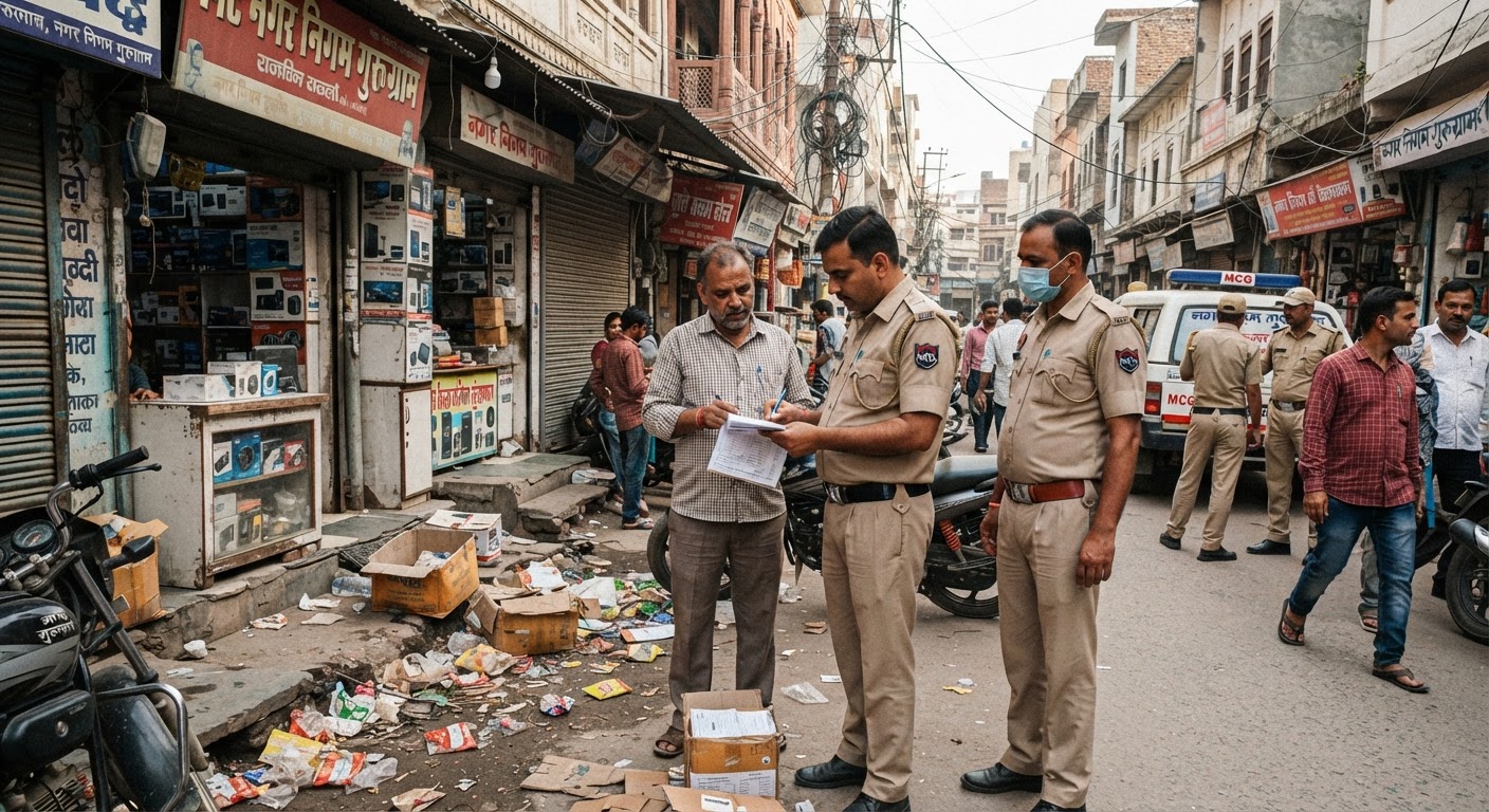 गुरुग्राम में बड़ी कार्रवाई: कूड़ा डालने और डस्टबिन न रखने पर 32 दुकानदारों के कटे चालान