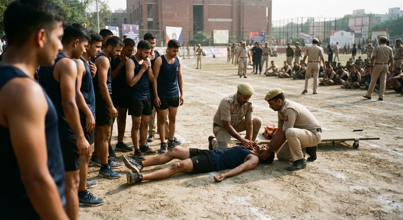 दिल्ली पुलिस भर्ती परीक्षा के दौरान 23 वर्षीय उम्मीदवार की दौड़ते समय बेहोश होने से मौत