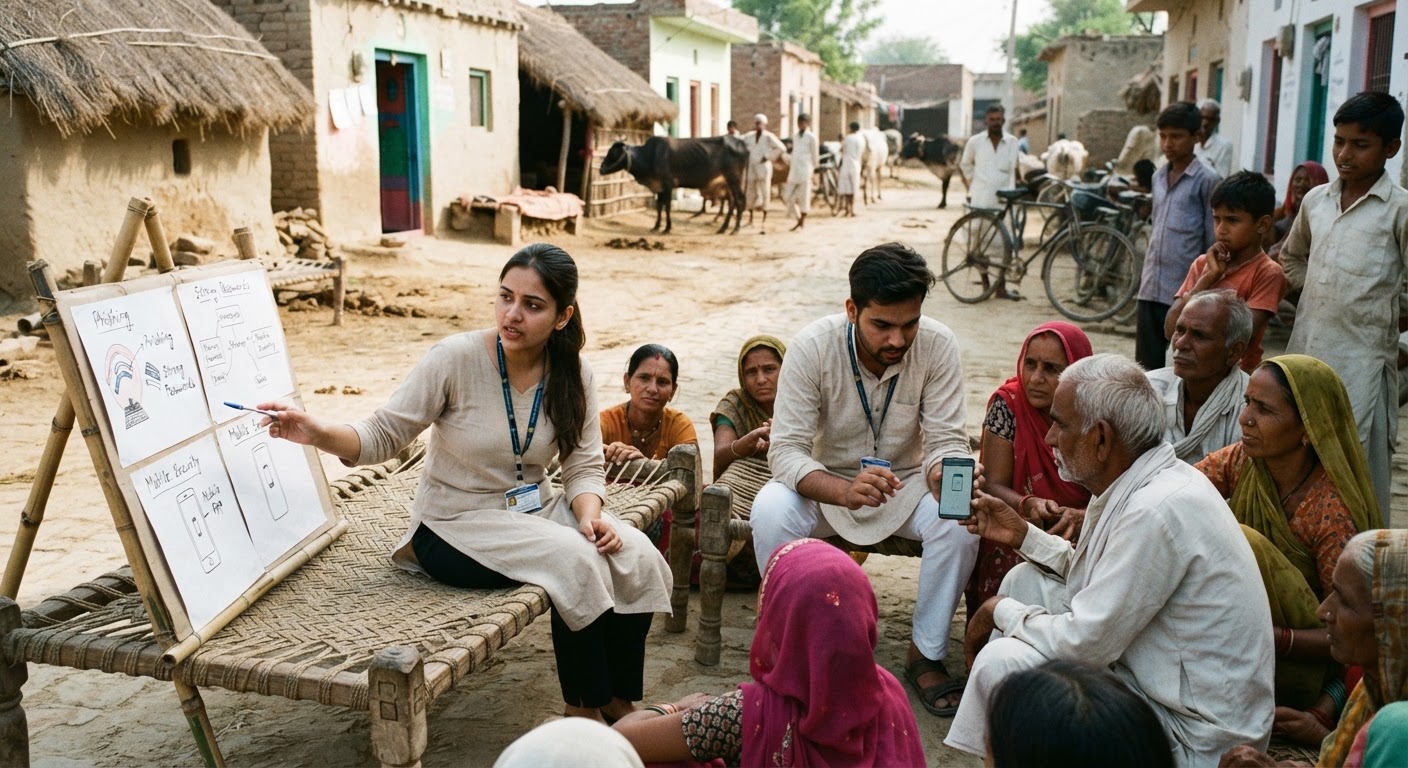 ए एमिटी यूनिवर्सिटी के छात्रों ने पिंगवां में चलाया साइबर सुरक्षा जागरूकता अभियान