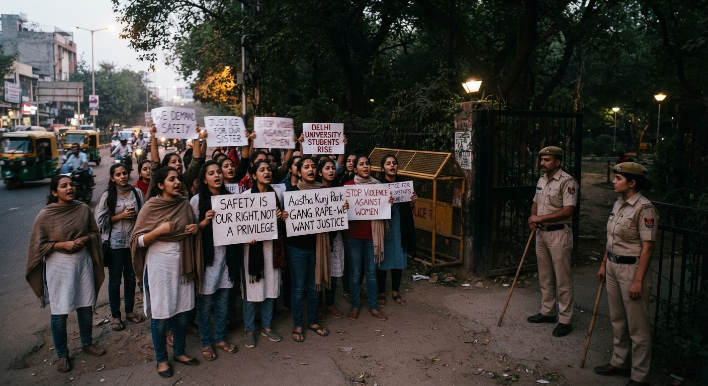 दिल्ली विश्वविद्यालय के पास छेड़छाड़ और दुष्कर्म की घटनाओं के बाद छात्रों ने सुरक्षा बढ़ाने की मांग की