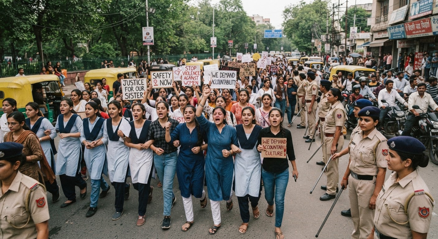 दिल्ली में LSR छात्राओं और महिलाओं का बड़ा प्रदर्शन, सुरक्षा और जवाबदेही की मांग
