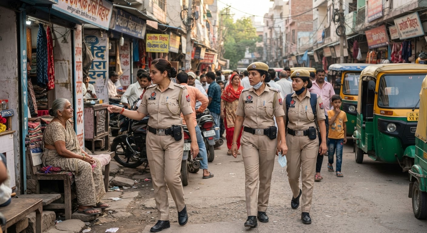 दिल्ली पुलिस ने अशोक विहार और मुखर्जी नगर में की गश्त, महिलाओं की सुरक्षा पर जोर