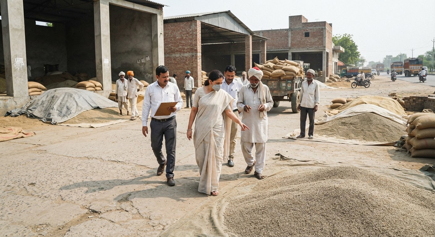 फिरोजपुर झिरका अनाज मंडी में बाजरा खरीद तैयारियों का एसडीएम रूहानी ने किया निरीक्षण